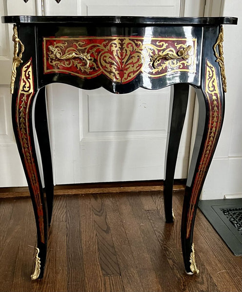 Boulle Inlaid Side Table With Drawer- store pick up only