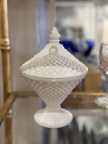 Vintage Milkglass Compote Candy Dish #001