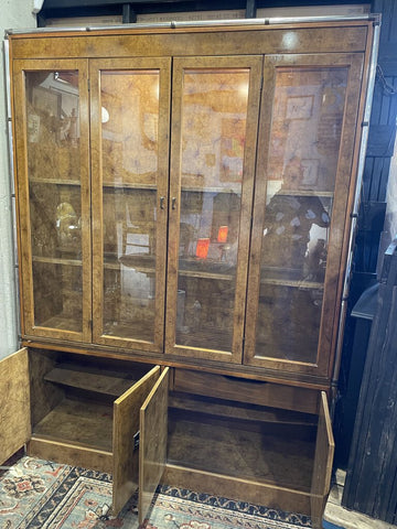 MCM Burl Wood Hutch (59 wide x 81 tall x 14.5 d) (IN STORE PICK UP ONLY)