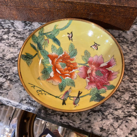 Brass Chinoiserie Floral Dish