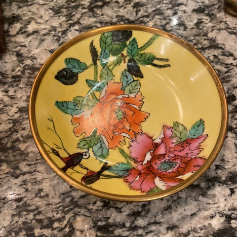 Brass Chinoiserie Floral Dish