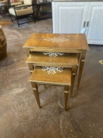 Vintage Florentine nesting tables as found