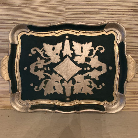 LARGE Green and Gold FLORENTINE Tray 22 by 14