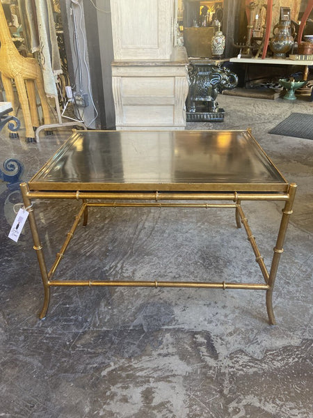 Century furniture faux bamboo and metal topped cocktail table -as found