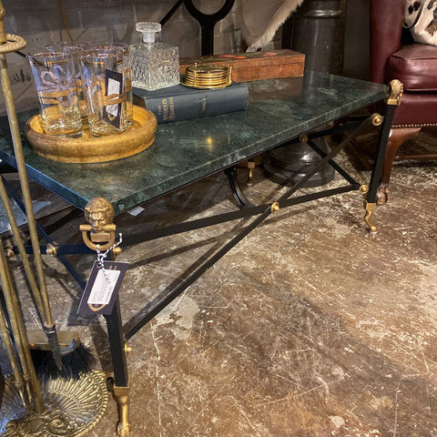 Neoclassical Green Marble Top Coffee Table 37.5L 20.5D 18.5H IN STORE PICKUP ONLY