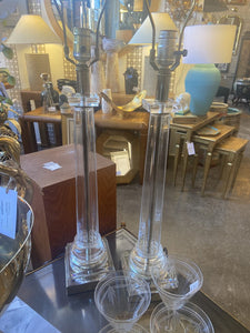 Pair of 1970s SPEER glass Corinthian lamps as found
