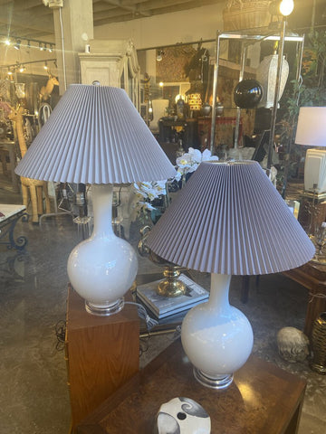 Pair of white porcelain gourd lamps -priced as pair