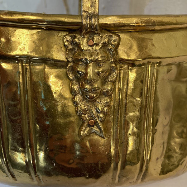 Vintage brass lion head basket (10"l, 8"w, 5"d)