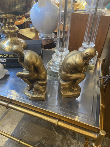 MCM Brass Bookends, “The Thinker” - Set of 2