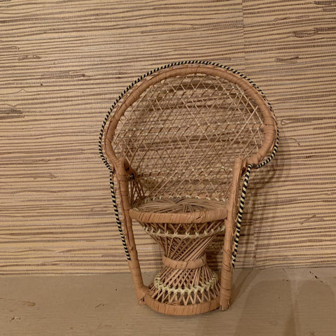Mini Wicker Peacock Chair / Plant Stand 12 tall /9 wide