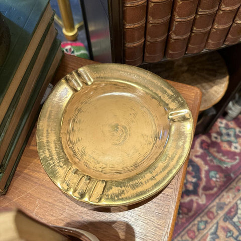 Vintage gold pottery ashtray