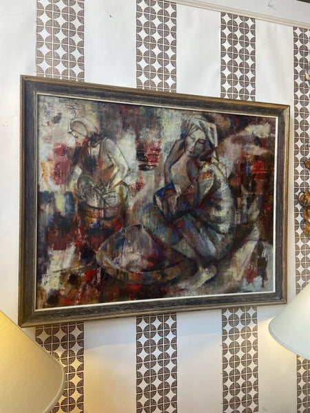 Antique cubist style signed oil on canvas